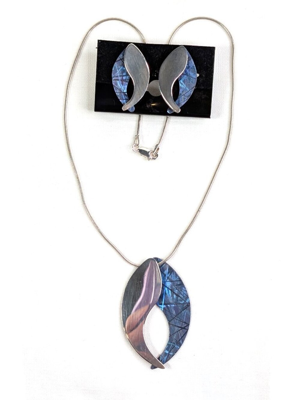 Blue Titanium and Sterling Silver Necklace